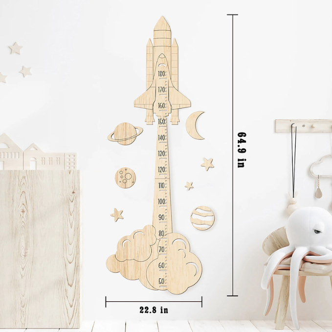 Personalized Wooden Space Themed Baby Growth Chart - Size