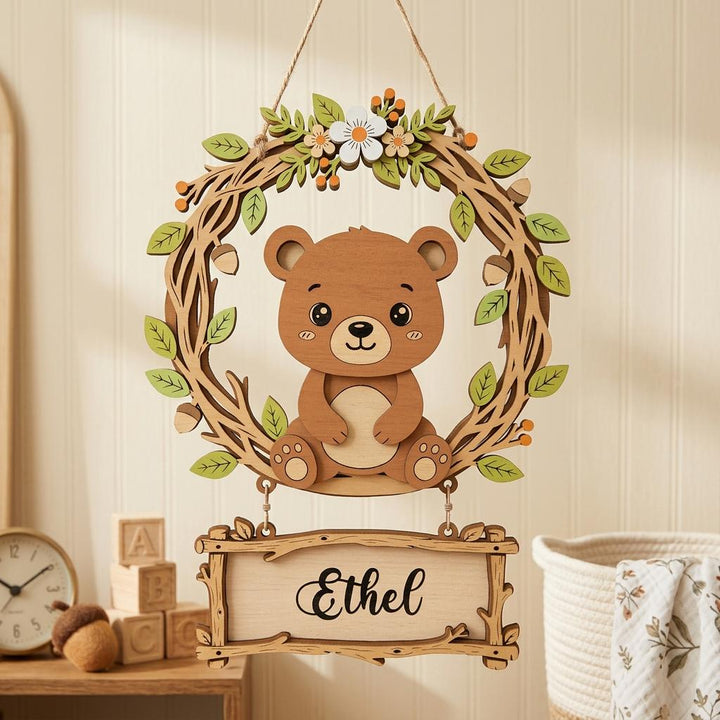 Personalized Bear Nursery Name Sign