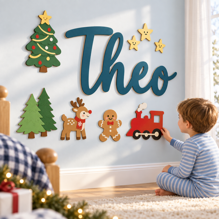 Personalized Wooden Nursery Name Sign – Custom Kids Room Wall Decor Woodemon