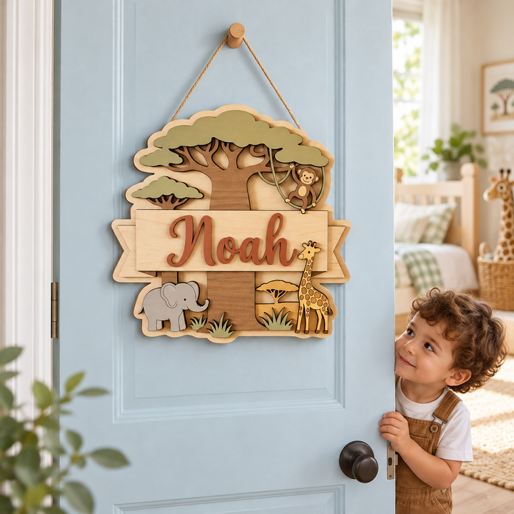 Personalized Kids Name Sign for Door & Wall Woodemon