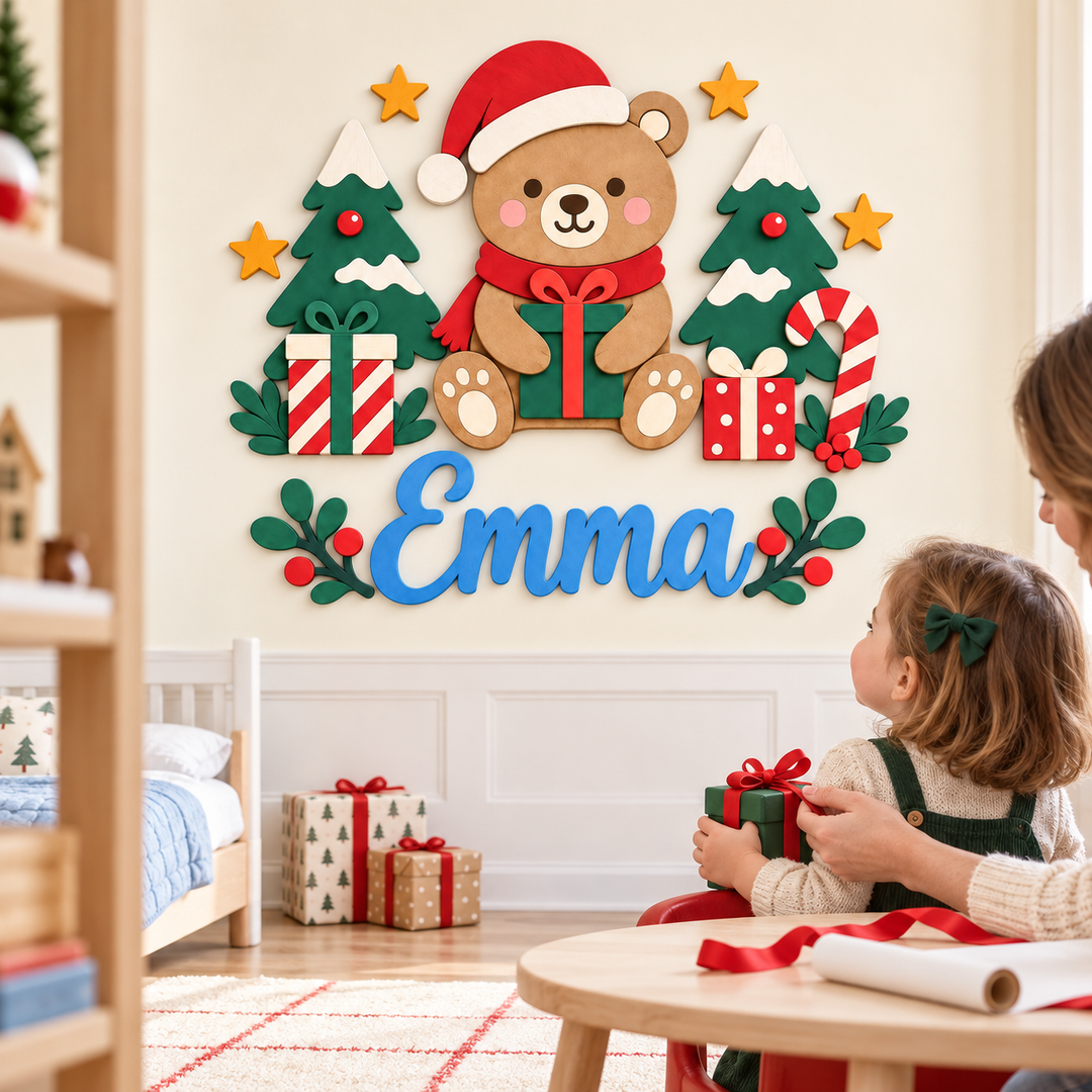 Personalized Christmas Nursery Name Sign Woodemon