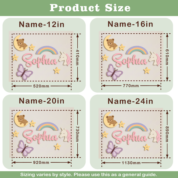 Personalized Wooden Nursery Name Sign – Custom Kids Room Wall Decor