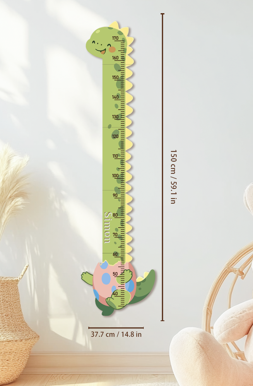 Personalized Wooden Cute Dinosaur Growth Chart for Kids