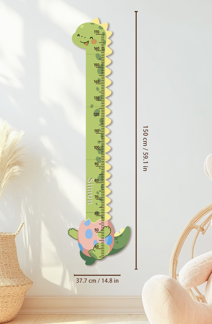 Personalized Wooden Cute Dinosaur Growth Chart for Kids