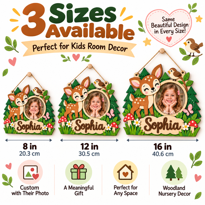 Personalized Kids Name & Photo Sign for Door & Wall Woodemon
