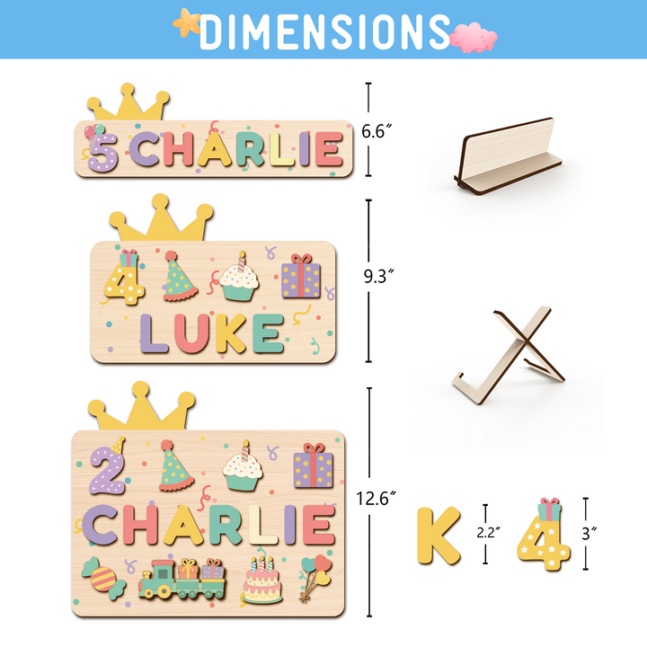 Personalized Birthday Name Puzzle for Kids Woodemon
