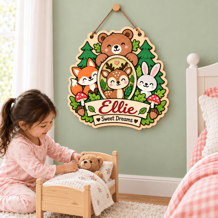 Personalized Kids Name & Photo Sign for Door & Wall Woodemon