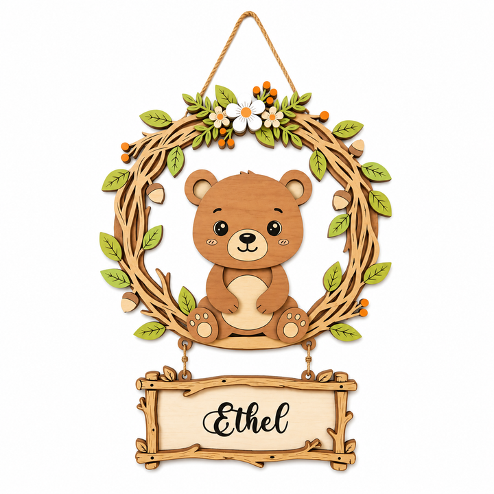 Personalized Bear Nursery Name Sign