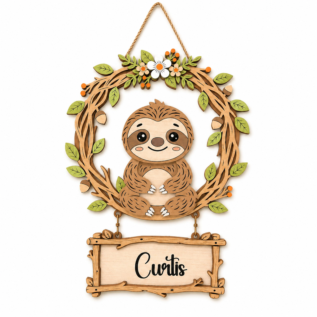 Personalized Sloth Nursery Name Sign