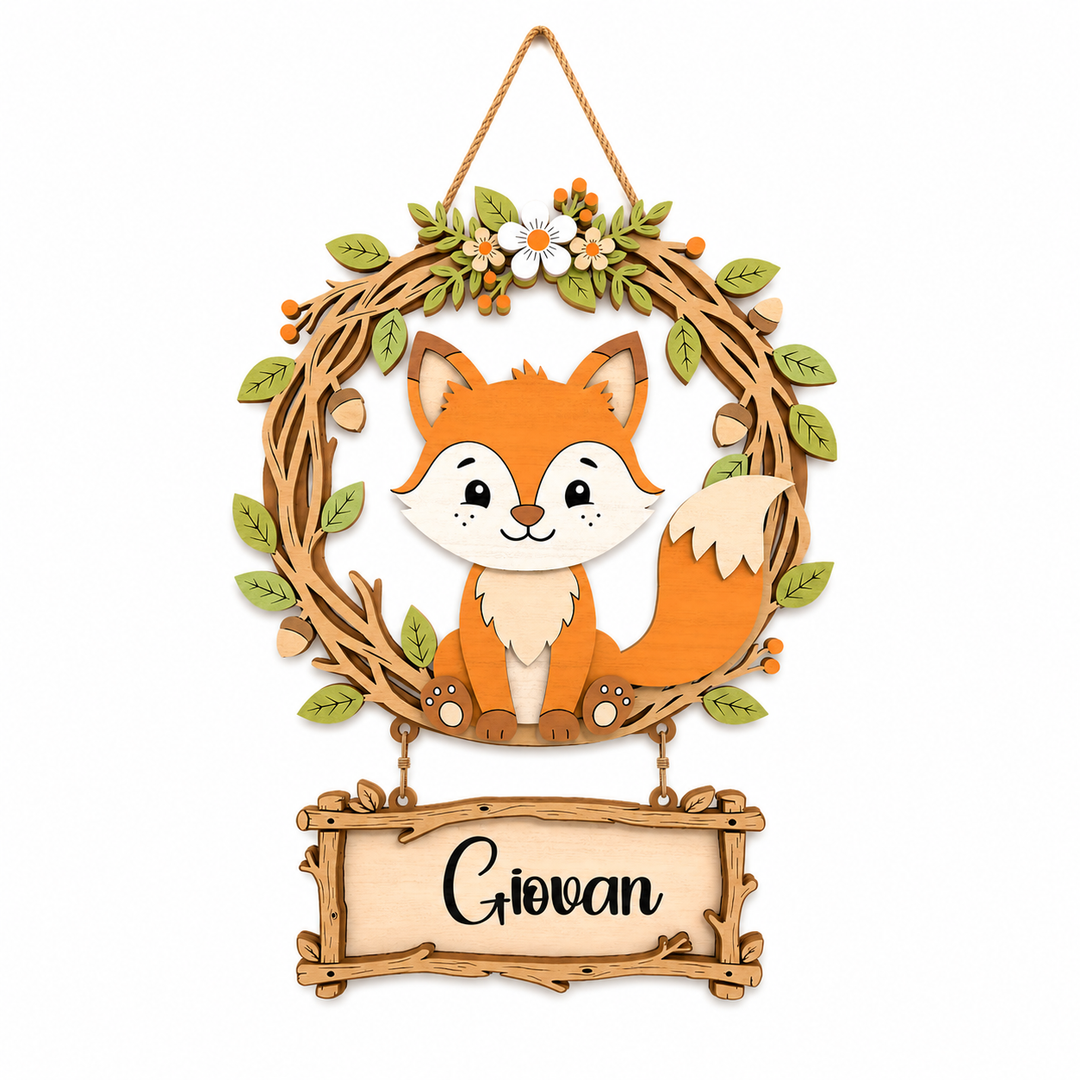 Personalized Fox Nursery Name Sign
