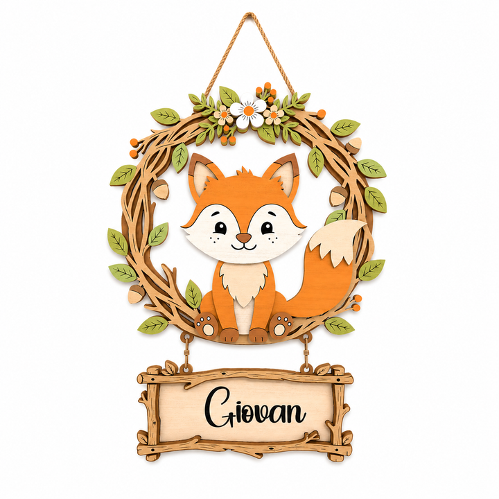 Personalized Fox Nursery Name Sign