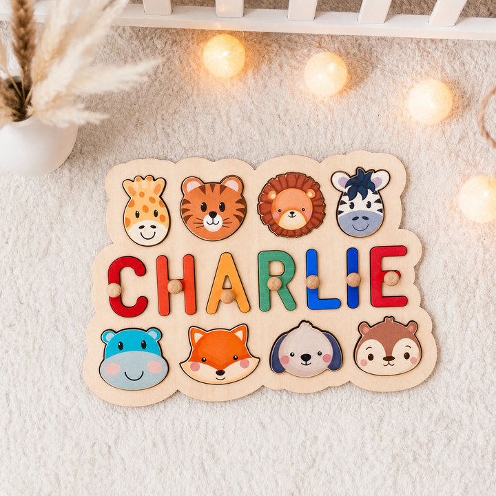 Personalisiertes Baby-Namenspuzzle aus Holz - Umrisse