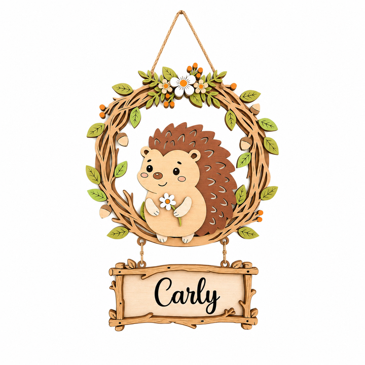Personalized Hedgehog Nursery Name Sign