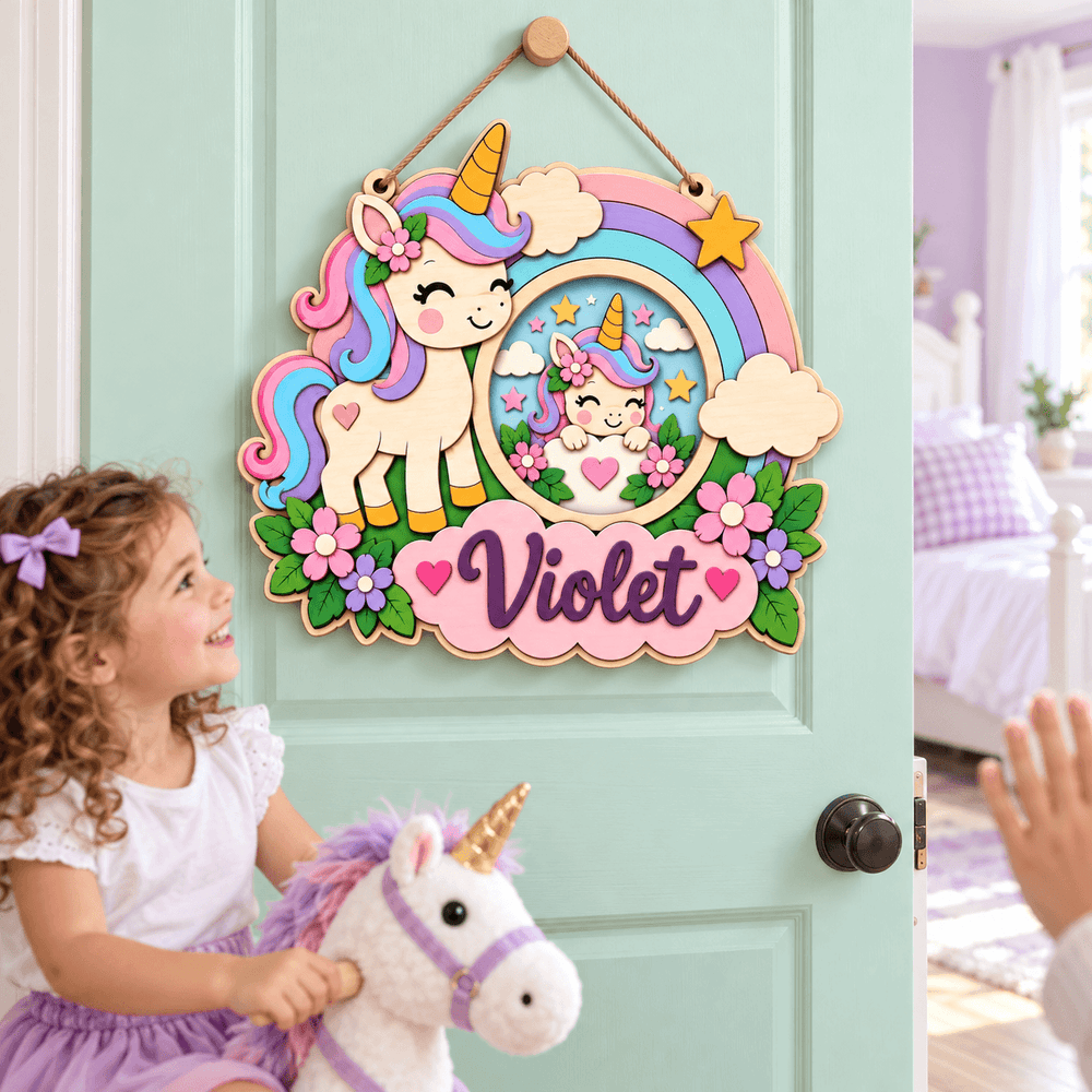 Personalized Kids Name & Photo Sign for Door & Wall Woodemon