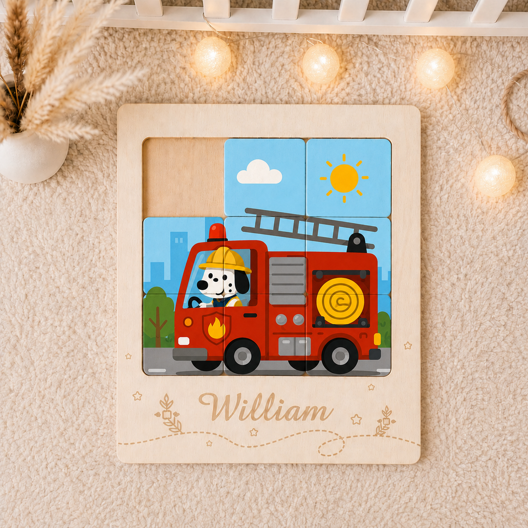 Personalized Wooden Name Sliding Puzzle for Kids Woodemon