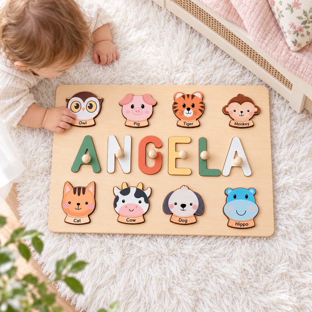 Personalized Wooden Baby Name Puzzle-Element With Name woodemon