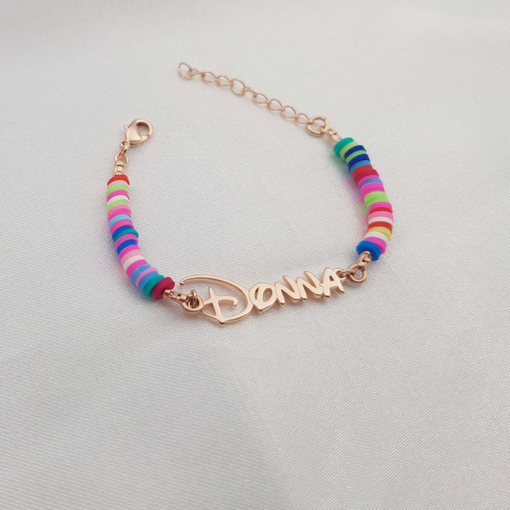 Customized Kids Name Colored Clay Bracelet