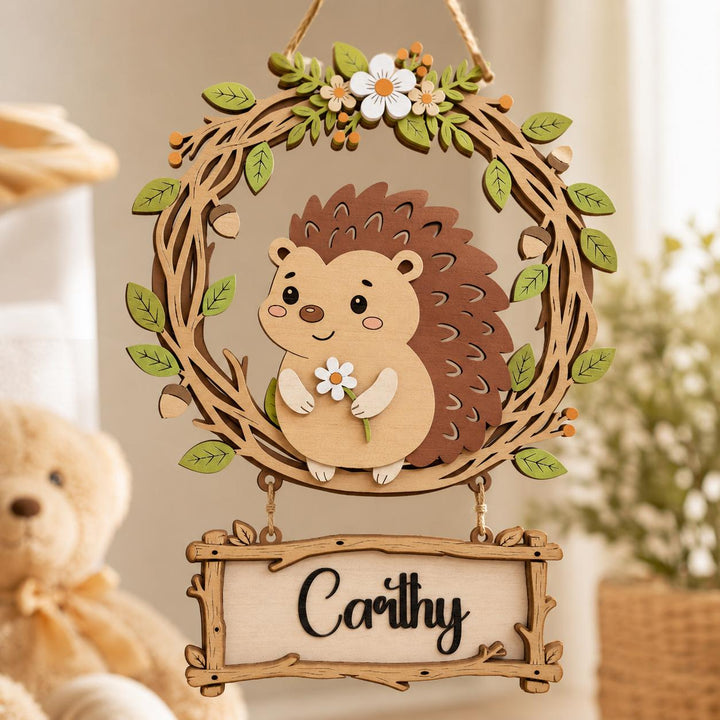 Personalized Hedgehog Nursery Name Sign