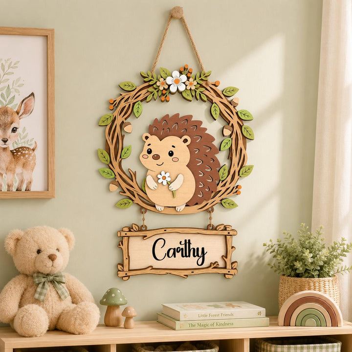 Personalized Hedgehog Nursery Name Sign