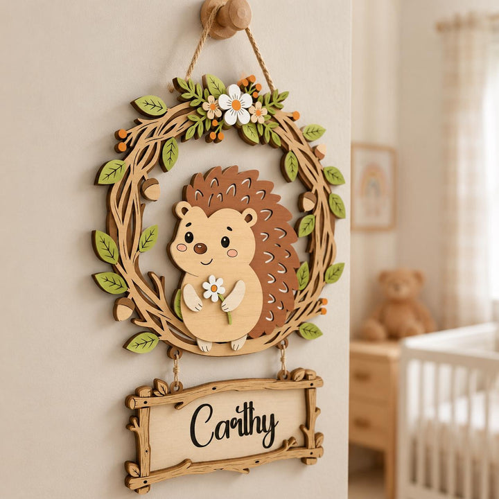 Personalized Hedgehog Nursery Name Sign
