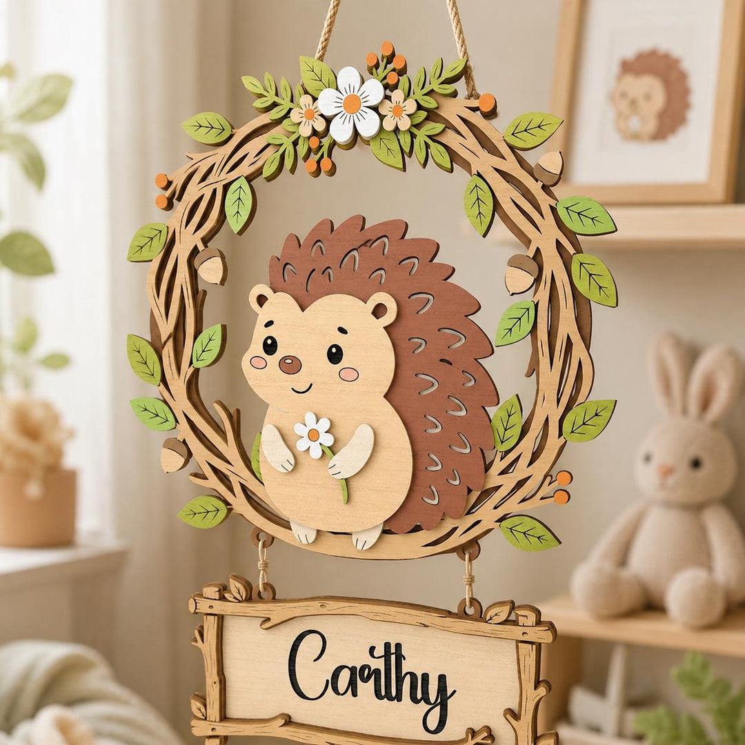 Personalized Hedgehog Nursery Name Sign