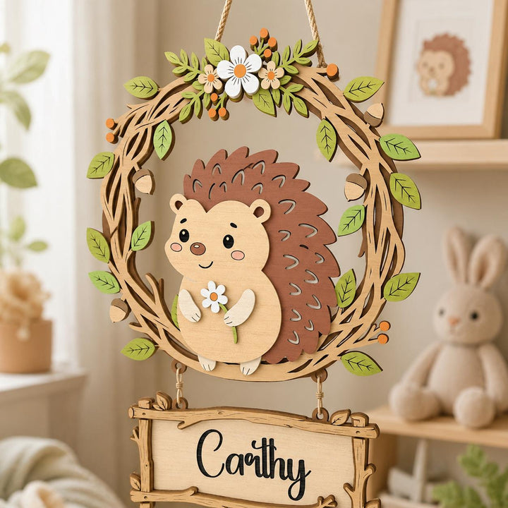 Personalized Hedgehog Nursery Name Sign