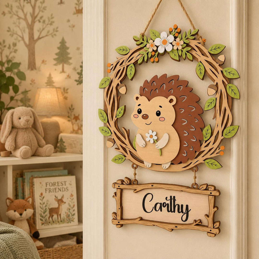 Personalized Hedgehog Nursery Name Sign