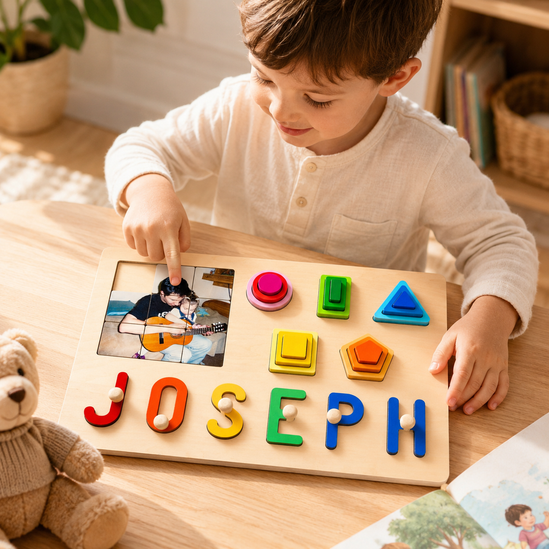 Personalized Photo & Name Stacking Puzzle Woodemon