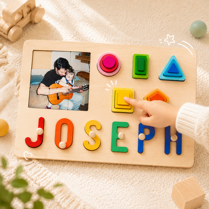 Personalized Photo & Name Stacking Puzzle Woodemon