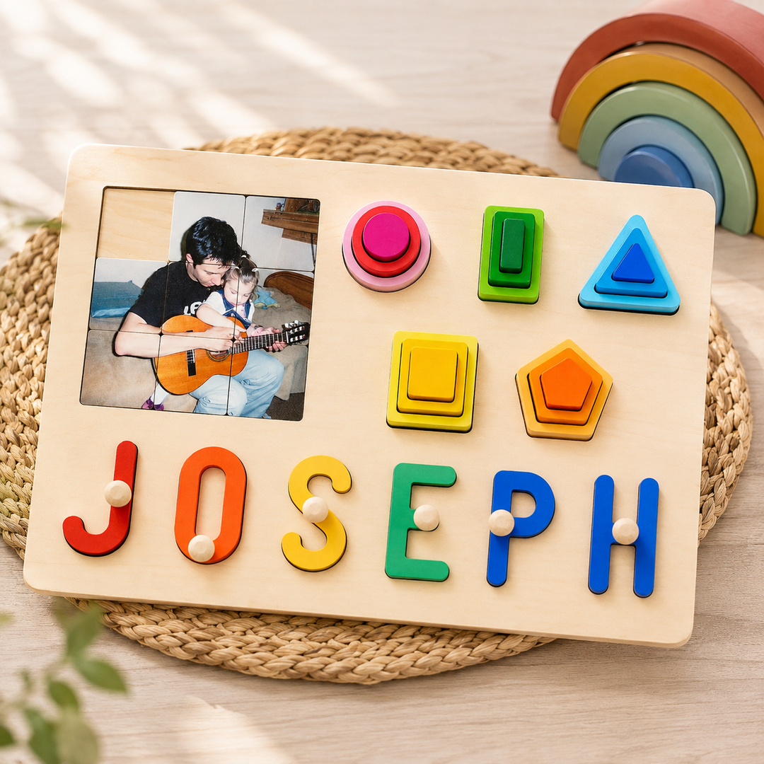 Personalized Photo & Name Stacking Puzzle Woodemon