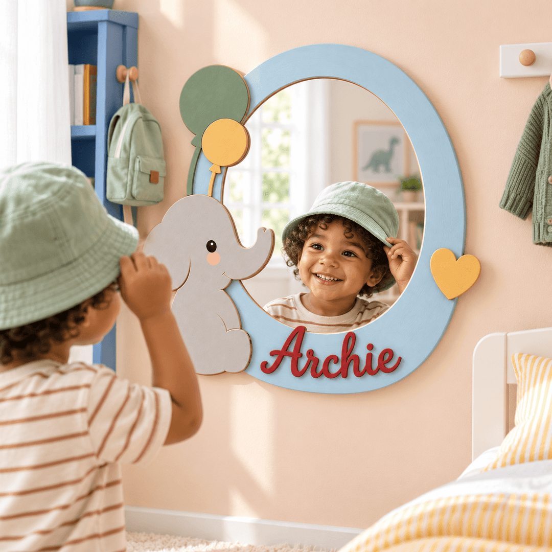 Personalized Animal Nursery Mirror for Baby Woodemon