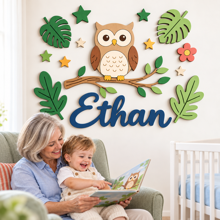 Personalized Wooden Nursery Name Sign – Cute Animal Themes Woodemon