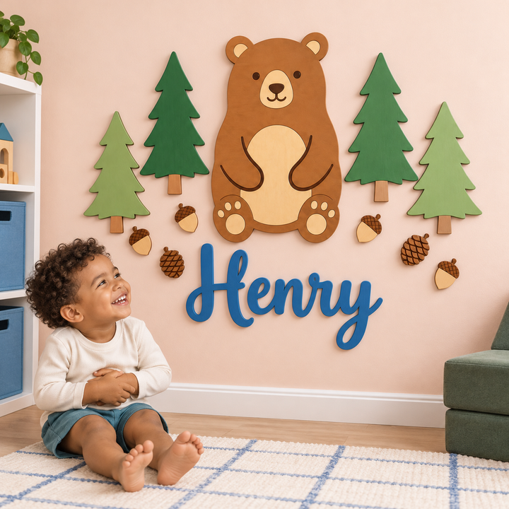 Personalized Wooden Nursery Name Sign Woodemon