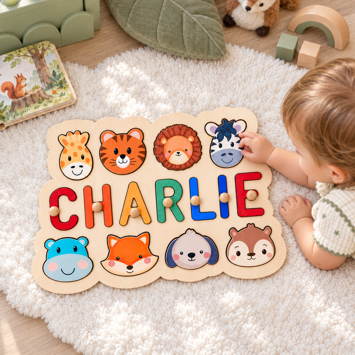 Personalized Wooden Baby Name Puzzle - Outlines woodemon