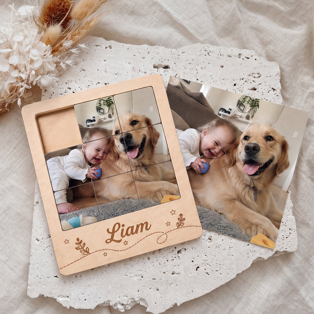 Personalized Wooden Name Sliding Puzzle for Kids Woodemon