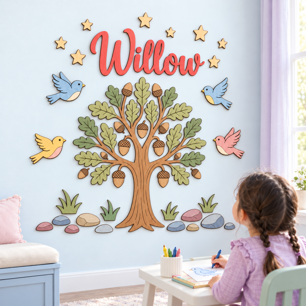 Personalized Wooden Nursery Name Sign Woodemon