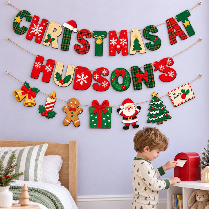 Personalized Wooden Christmas Name Banner Woodemon