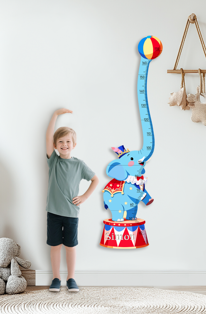 Personalized Wooden Circus Elephant Growth Chart for Kids