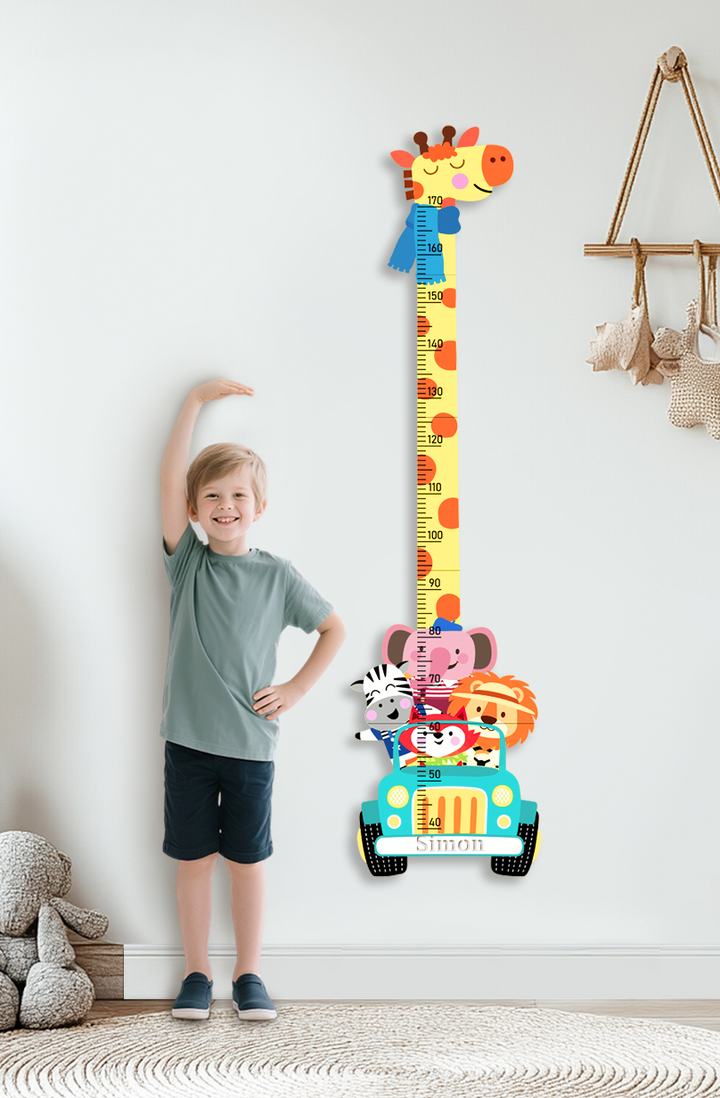 Personalized Wooden Giraffe Safari Growth Chart for Kids