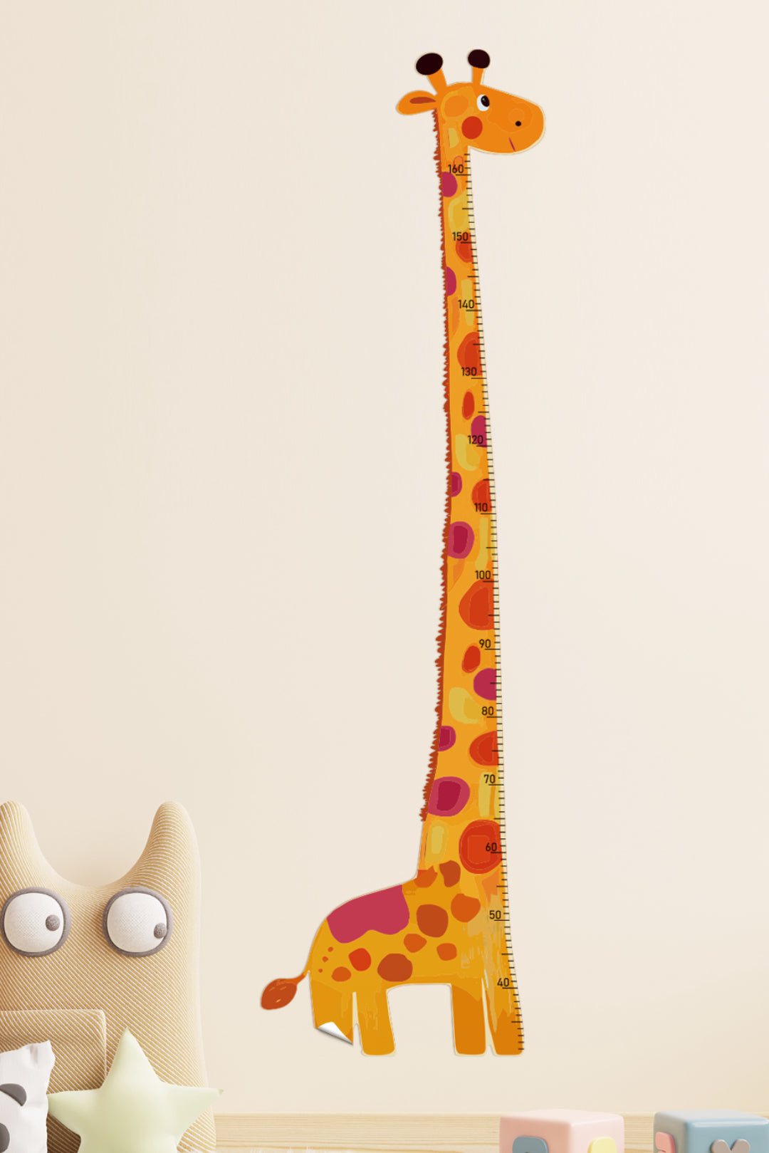 Colorful Giraffe Growth Chart Wall Decal