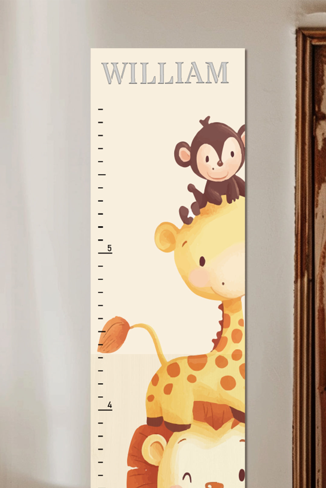 Personalized Wooden Safari Animal Growth Chart Ruler