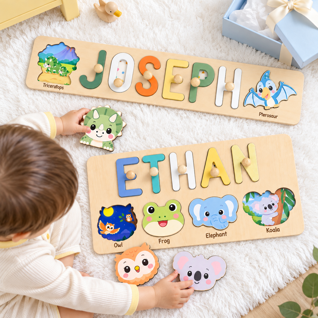 Personalized Wooden Name Puzzle with Hidden Pictures woodemon