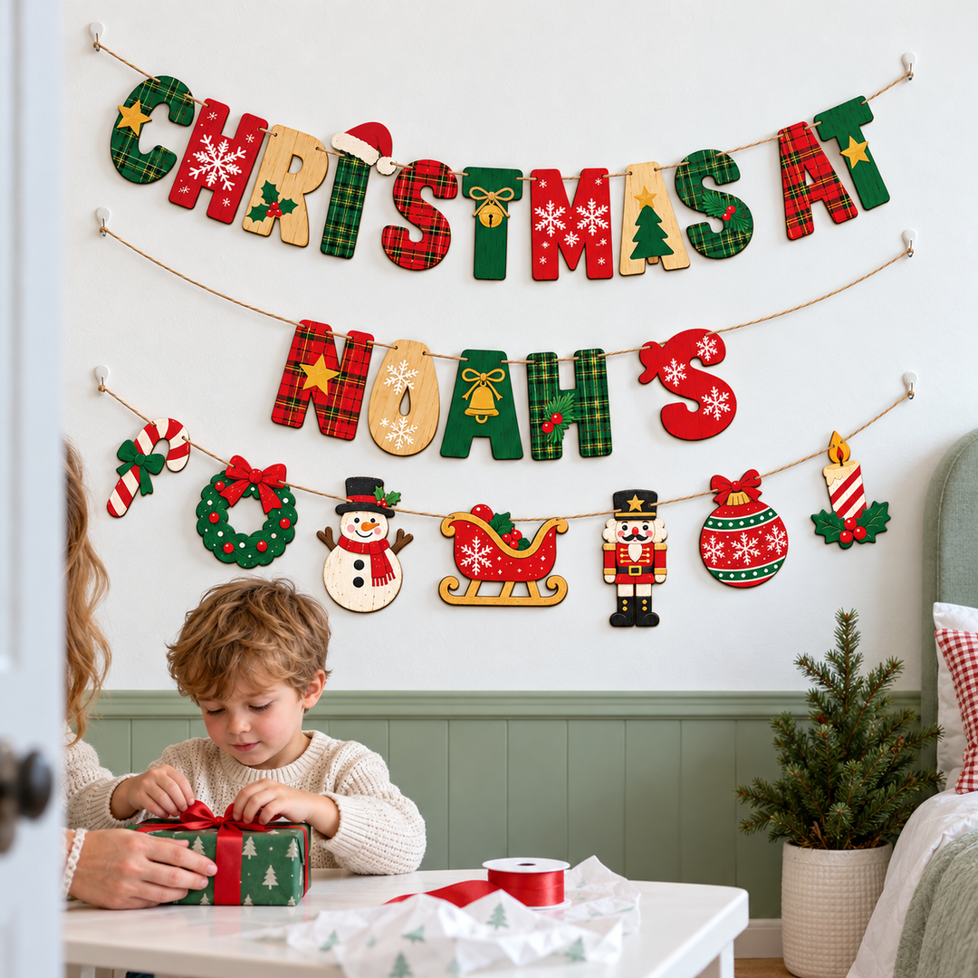 Personalized Wooden Christmas Name Banner Woodemon