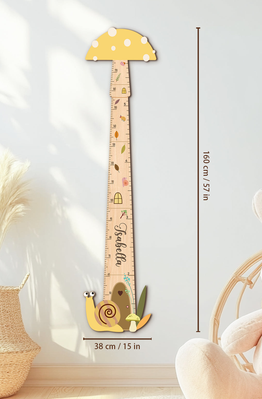 Personalized Wooden Mushroom Growth Chart for Kids Woodemon
