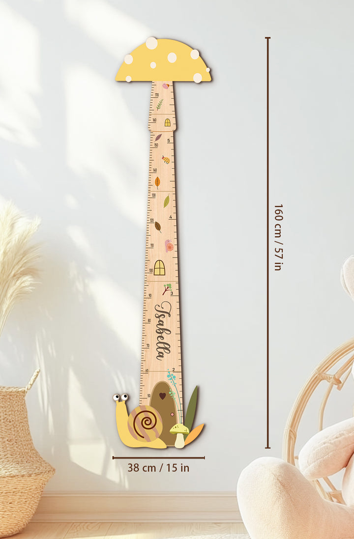 Personalized Wooden Mushroom Growth Chart for Kids Woodemon