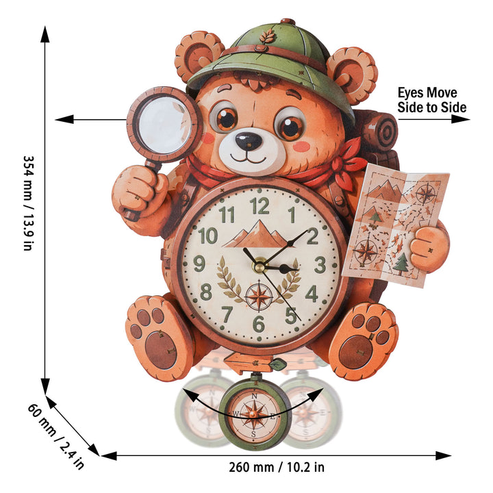 Bear Wooden Clock DIY 3D Puzzle for Kids Animal Learning Clock Woodemon
