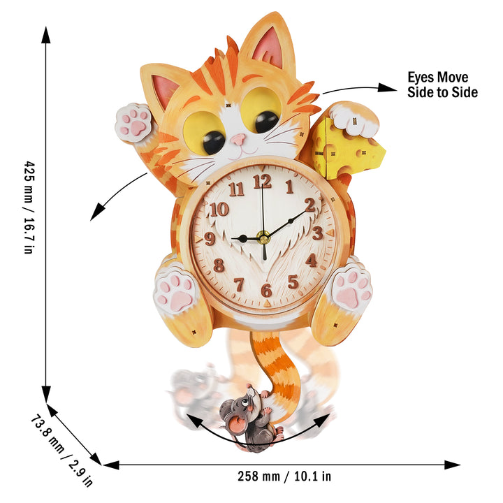 Cat Wooden Clock DIY 3D Puzzle for Kids Animal Learning Clock Woodemon