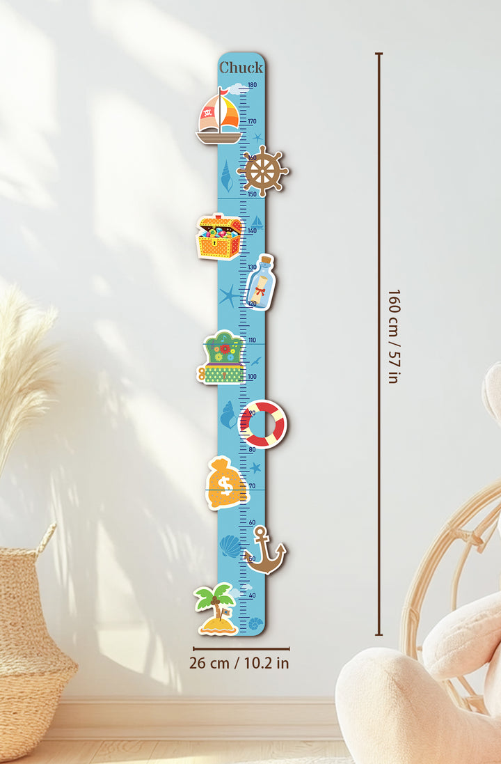 Personalized Wooden Nautical Height Chart for Kids Woodemon