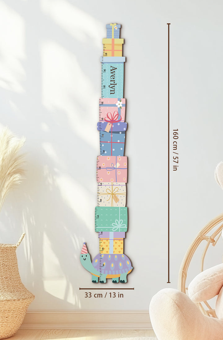 Personalized Wooden Turtle Gift Box Growth Chart for Kids Woodemon