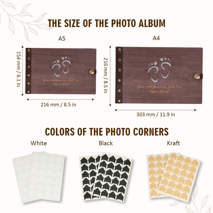 Wooden Baby Photo Album – Footprint Cover